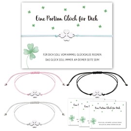 BOOMTOP 4 x Guardian Angel Clover Women's Friendship Bracelet Lucky Bracelet Angel Bracelet Lucky Charm Adjustable 28 cm Christmas Gifts New Year's Eve Communion Advent Calendar Filling