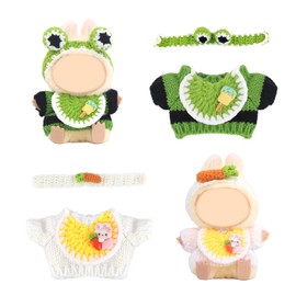 2 Sets 17cm Doll Clothes (No Doll), 2 Packs Cute 3-Pieces Outfit Set, Dress Up Head Accessories Clothes for 5.9" Sitting Dolls - 6.7" Standing Dolls