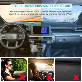 Aunginsy Car Dashboard Cover Mat Compatible with Toyota Tacoma 2024 2025 2026, Dashboard Dash Cover Nonslip Black Mat Sun Pad Dash Carpet Sunshade Glare UV Rays Protector Car Interior Accessories