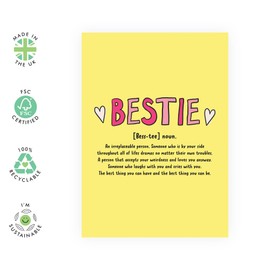 Central 23 Besties Card - Friendship Gifts For Women - Bestfriend Card For Bff - Sweet Words For Female Friends - Best Friend Birthday Card - Comes With Fun Stickers