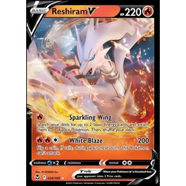Pokémon Reshiram V 24/195 - Silver Tempest - Ultra Rare Holo Foil Card - Excellent Condition
