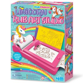 KidzMaker Unicorn Rub Art Studio, Arts and Crafts Kit to Create The Perfect Unicorn Art, 8 Metre Long Paper Scroll, Rub Over Art Kit for Boys and Girls Ages 4-10 Years, Pink