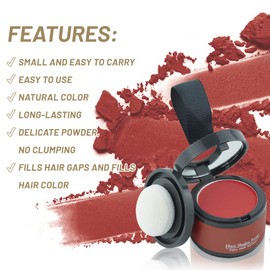 VOLLUCK Root Powder - Hair Powder Hairline Volume for Women and Men, Hair Thickening Hair Styling Powder Hairline Concealing as Waterproof Hair Makeup - 4 g (Red)