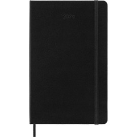 Moleskine Weekly Planner Horizontal, 12 Months 2024, Agenda 2024, Large 13 x 21 cm, Hardcover with Elastic Closure, Black