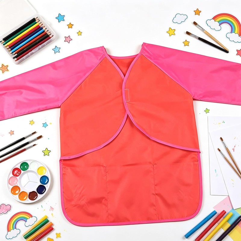 Amaza 2-Piece Children's Painting Apron with Velcro Fastening for Ages