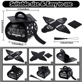 30 Pieces Graduation Cap Candy Box 2024 Graduation Prom Boxes Party Favors Graduation Treat Box with Tassel Graduation Centerpieces for Tables Graduation Decorations Grad Party Supplies(Black)