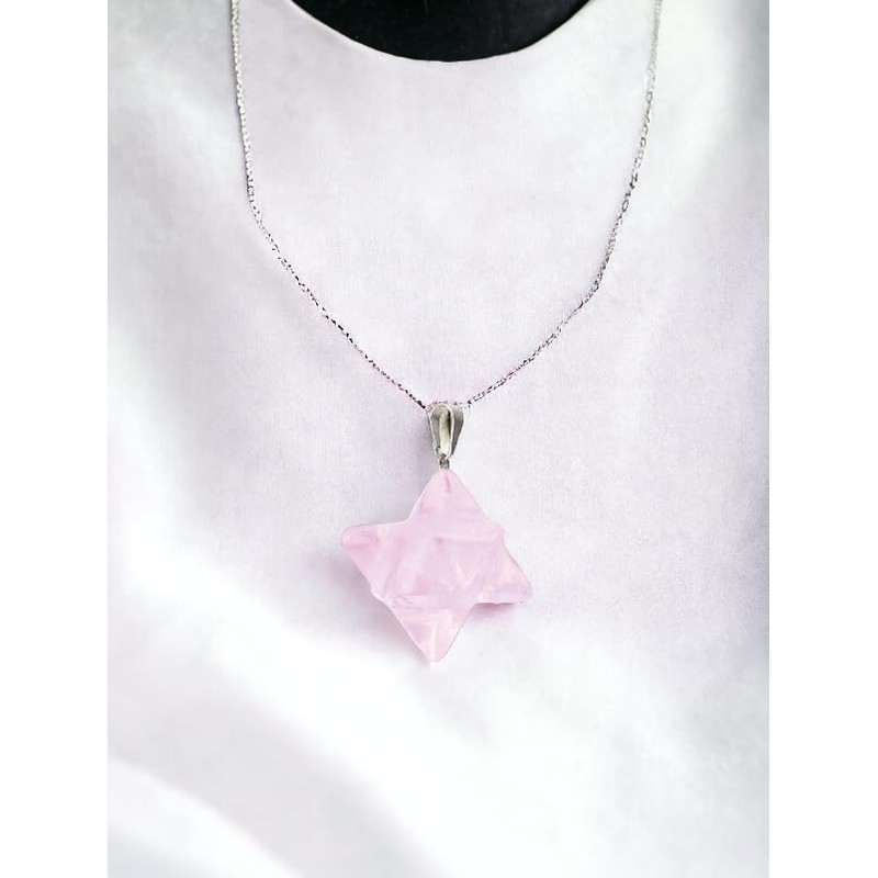 Merkaba Necklace Pendant Rose Quartz