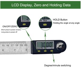 8 Inch Digital Angle Finder, JYEASTZ Stainless Steel Digital Protractor Angle Ruler with Holding Angle Data, Ideal for Construction Woodworking (8inch)