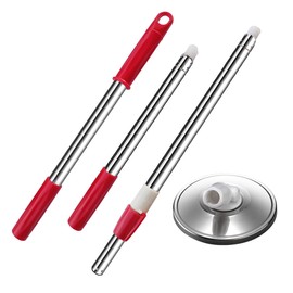 Midremer Extended Spin Mop Replacement Mop Handle, Upgraded 60-inch 360 Degrees Rotating Telescopic Replacement Mop Stick for Spin Mop Bucket Cleaning System (Stainless Steel Disc, Red)
