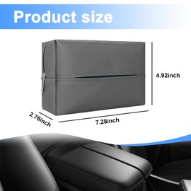 Car Tissue Holder, PU Leather Auto Sun Visor Tissue Box with Adjustable Elastic Band, Universal Mask Holder Install on Backseat and Armrest, Vehicle Interior Decor Accessories (Gray)