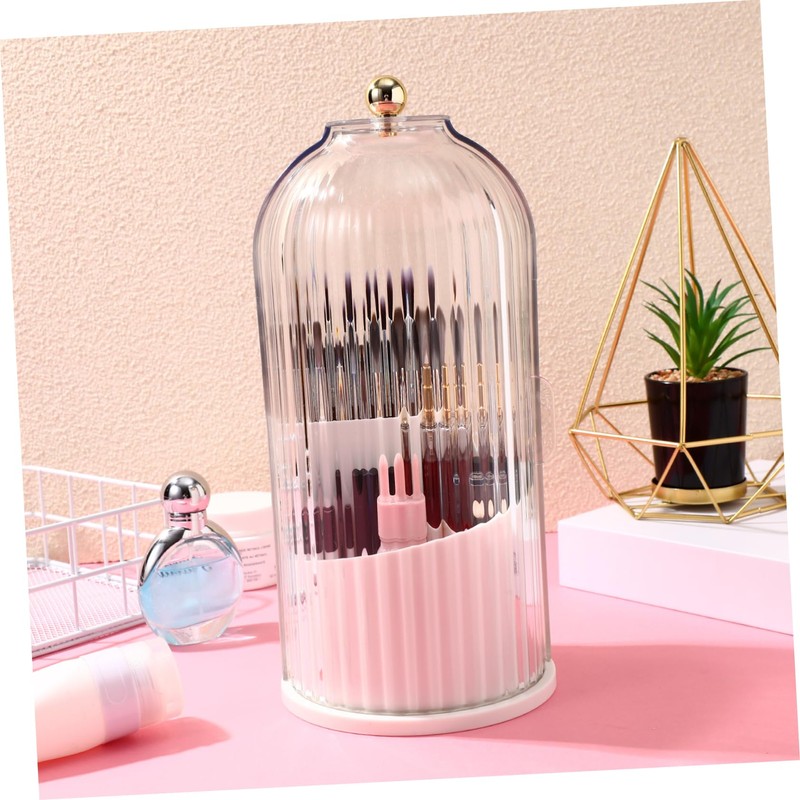 Ipetboom Rotating Makeup Brush Holder with Transparent Cover Versatile Cosmetic