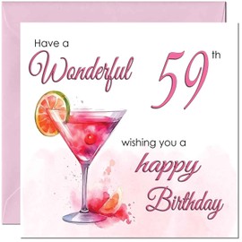 59th Birthday Card for Women - Ladies Elegant Birthday Cards for 59 year old woman FIfty Nine, Fifty Ninth Mum Sister Grandma Aunt Niece Nanny for her Mother Wife Girlfriend