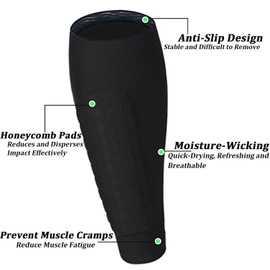 Tapis Design-Shin Pads Football, 1 Pair Shin Pad Sleeves Impact Protection, Ski Shin Protector with Honeycomb Pads, Shin Guard Sleeves for Men, Women & Kids (Black, XL)