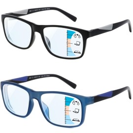 JCUANGR Bifocal Reading Glasses For Men,Large Progressive No Line Bifocals Readers,Wide Clear Top Transition Multifocus Eyeglasses,Lightweight Blue Light Dual Viosion Multifocal Reader Xl Frame 2.5X