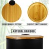 SIDIANBAN Small Bathroom Trash Can with Bamboo Lid, 1.3Gal/5Liter, Black,