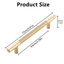 2Pcs Cabinet Handles Drawers Dresser Bar Handle Stainless Steel Kitchen Cabinet Handles Brushed Gold Knurled Cabinet Pulls Long Wardrobe Door Handles for Drawer Dresser Cupboard and Wardrobe