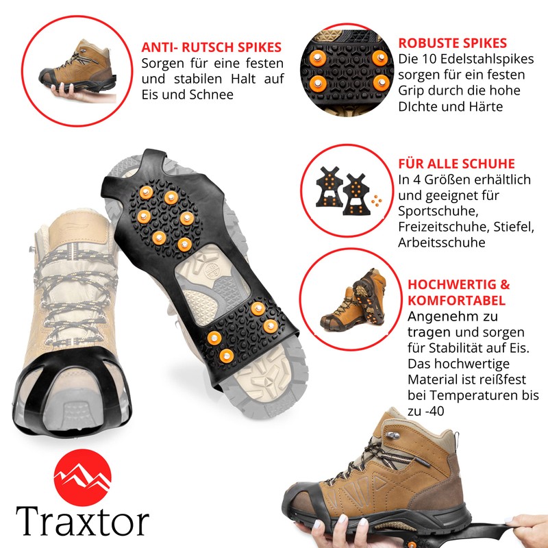 Traxtor Shoe Spikes Non-Slip - Shoes for Winter - Shoe