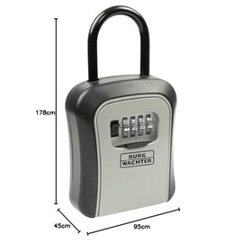 Burg-WÄCHTER Key Safe with Number Code, Outside/Inside, Removable Shackle, 4-Digit Code, Secure, Key Safe 50 SB, Black/Grey