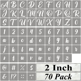 2 Inch Alphabet Letter Stencils for Painting - 70 Pack Letter and Number Stencil Templates with Signs for Painting on Wood, Reusable Alphabet Letters Stencils for Chalkboard Wood Signs & Wall Art