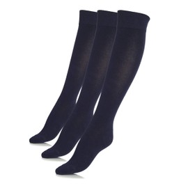 Junix Women’s Bamboo Knee High Socks 3 Pack Business Casual for Shoe Size 5-8 & 8-11 (Shoe Size 5-8, Navy)