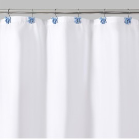 Aldopein 12PCS Cute Bow Decorative Shower Curtain Hooks for Coastal Chic Grils Kids Shower Curtains Hooks Metal Rustproof Boho Turquoise Blue Trendy Shower Curtain Rings Bathroom Decoration