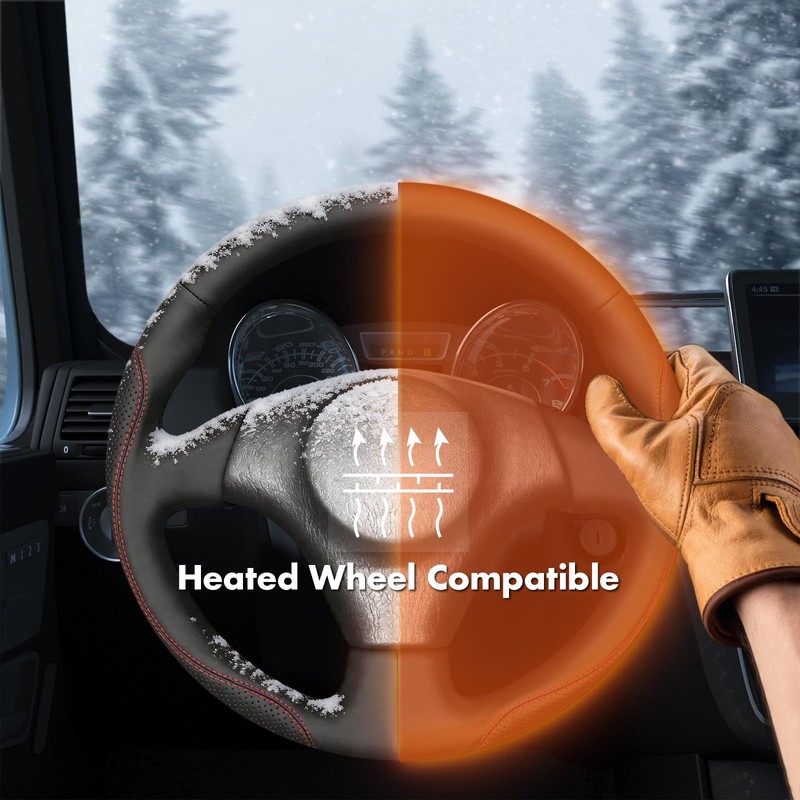 MEWANT Hand Stitch Steering Wheel Cover for Toyota RAV4 1998-2003