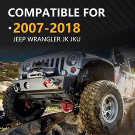 YZONA Front Mount Hitch Receiver, 2 Inch Square Receiver, Compatible with 2007-2018 Jeep Wrangler JK JKU Trailer Hitch Receiver, Black