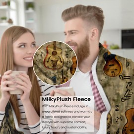 amepay Vintage Acoustic Guitar Blanket Gifts for Kids Women Adult Girls,Musical Notes Retro Throw Blankets,Soft Comfy Lightweight for Home Couch Bed Sofa Rustic Decor 50x60in