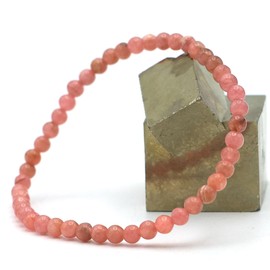 Miracles Minéraux 4mm Round Beaded Bracelet Fine and Discreet Natural Stone French Craftsmanship Over 60 Choices Stone Stone Wrist Circumference 17-18cm, Stone wrist circumference: 17 - 18 cm