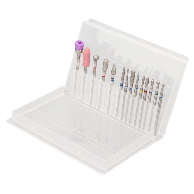 20 Holes 14pcs Nail Grinding Head Holder Manicure Pedicure Bits