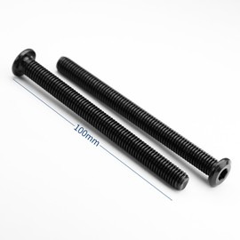 (Pack of 8) M6 x 100 mm Flat Head Allen Screws 304 Stainless Steel Black Oxide Button Head Screw Lens Screw Full Thread