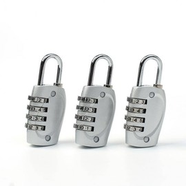 Anti-theft Silver 4-Digit Combination Padlock (B) 3-piece Set Security Products