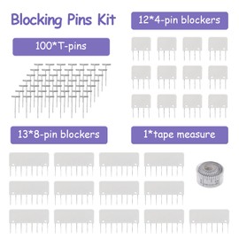 LAMXD Knit Blocking Pins Kit - 25 Pcs Knit Blockers & 100 T-pins Kit for Blocking Mats- Knit Blocking Combs for Blocking Knitting, Crochet, Lace or Needlework Projects, use for Knitting Mat