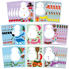 CY2SIDE Snowman Make-a-Face Sticker Sheets - 40PCS Make Your Own Winter Snowman Stickers Craft Games for Kids School Reward DIY Winter Christmas Party Favors for Kids Classroom Activities Home Project