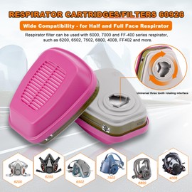 6 Pair 60926 Filter Cartridges for Respirator, Respirator Cartridges & Filters Dust-Proof/Paint/Chemical/Organic Vapors, Replacement Respirator Filters Compatible with 6000, 7000 and FF-400 Series