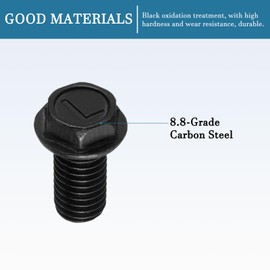 QUARKZMAN M8 x 16 mm Left Hand Thread Screw x 2 Pieces Hexagonal Head Flange Bolt for Clockwise Running Machines Black