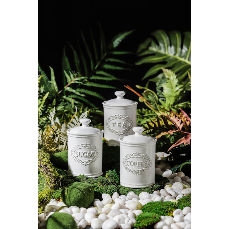 Relief Vine TAWCHES Ceramic Canisters Sets For The Kitchen Canisters