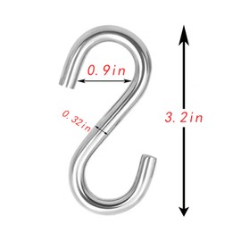 AMZFULY 304 Stainless Steel S Hooks Heavy Duty,Outdoor Rust-Free Strong Industrial Grade Quality Utility Hooks 3.2 Inch /2 Pack