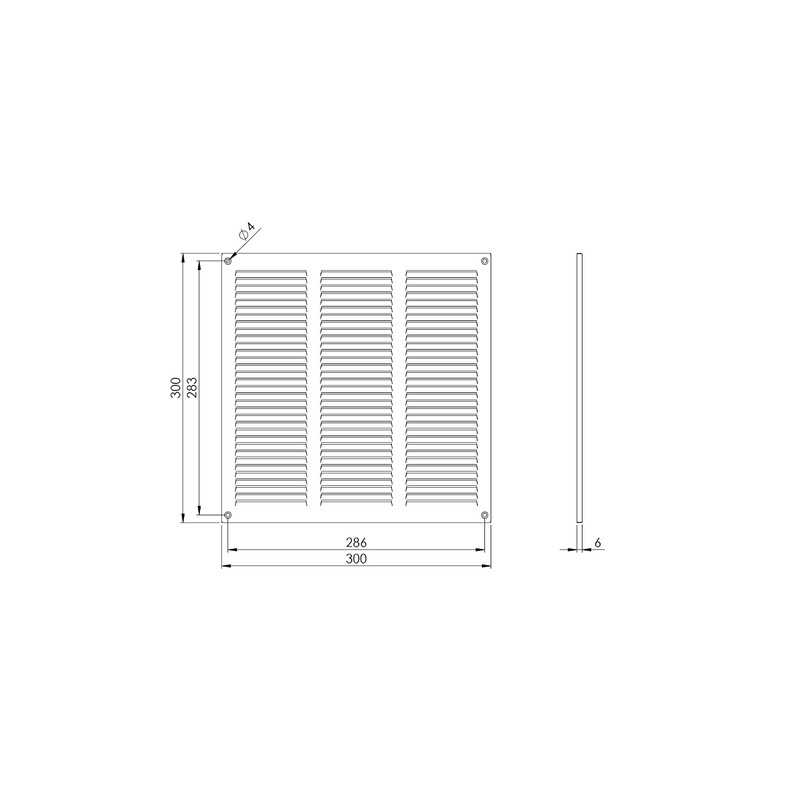 300x300mm / 12x12 inch White Metal Ventilation Grille with Flyscreen
