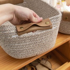 Rope Basket S Multipurpose Fabric Round Storage Organization Basket Oatmeal S 5ea