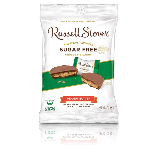 Russell Stover Sugar-Free Peanut Butter Cups, 3 Ounce Peg Bag (Pack of 12)