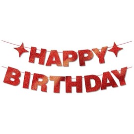 Happy Birthday Banner for Birthday Party Decorations (Red Meteor)