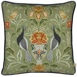 Evans Lichfield Chatsworth Peacock Cushion Cover,Sage,43 x 43 cm