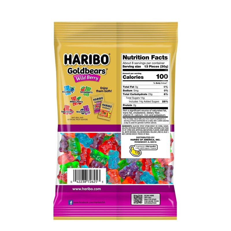 Haribo, Gummi Candy Wild Berry Share Size, 5 Ounce