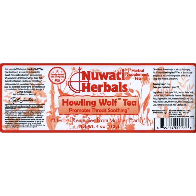 Nuwati Herbals Howling Wolf Tea, Promotes Throat Soothing, Loose Leaf