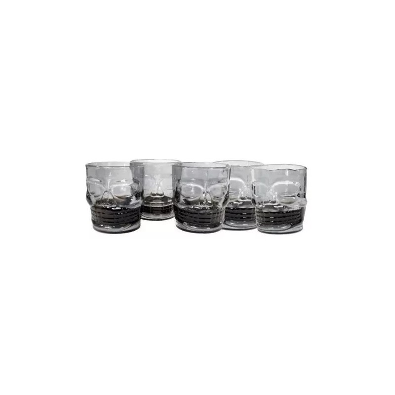 Total Supplier 6 Vasos Tequileros Cráneo Calaveras Plateadas Cervezas