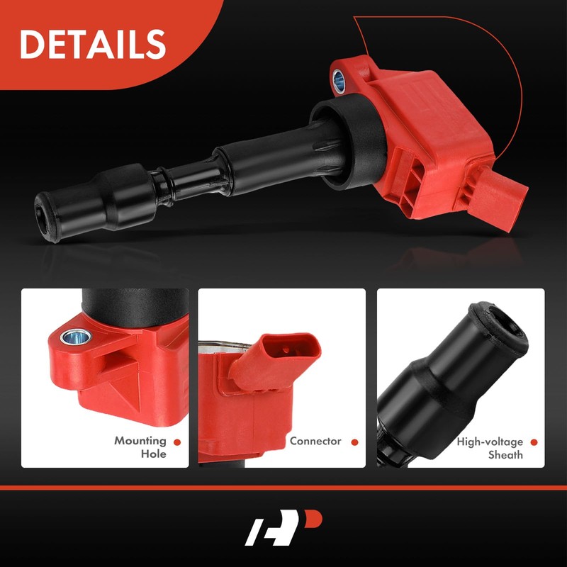 A-Premium (Red) Engine Ignition Coil Pack Compatible with Hyundai Elantra