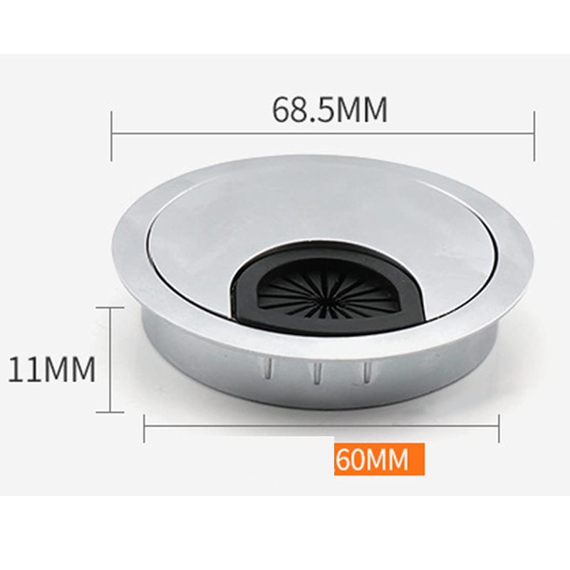 4-Piece 60mm Desk Cable Grommets, Computer Desk Metal Cable Hole,