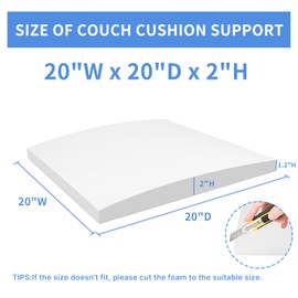 Lanswood Couch Cushion Support 20" x 20" High-Density Foam Sofa Couch Supports for Sagging Cushions, Curved Furniture Seat Under Cushion Sag Repair
