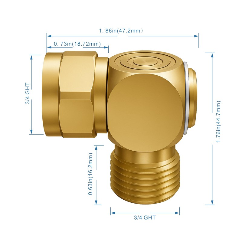XNTONG 90° Hose Elbow Adapter, Brass 3/4" Garden Hose Connector